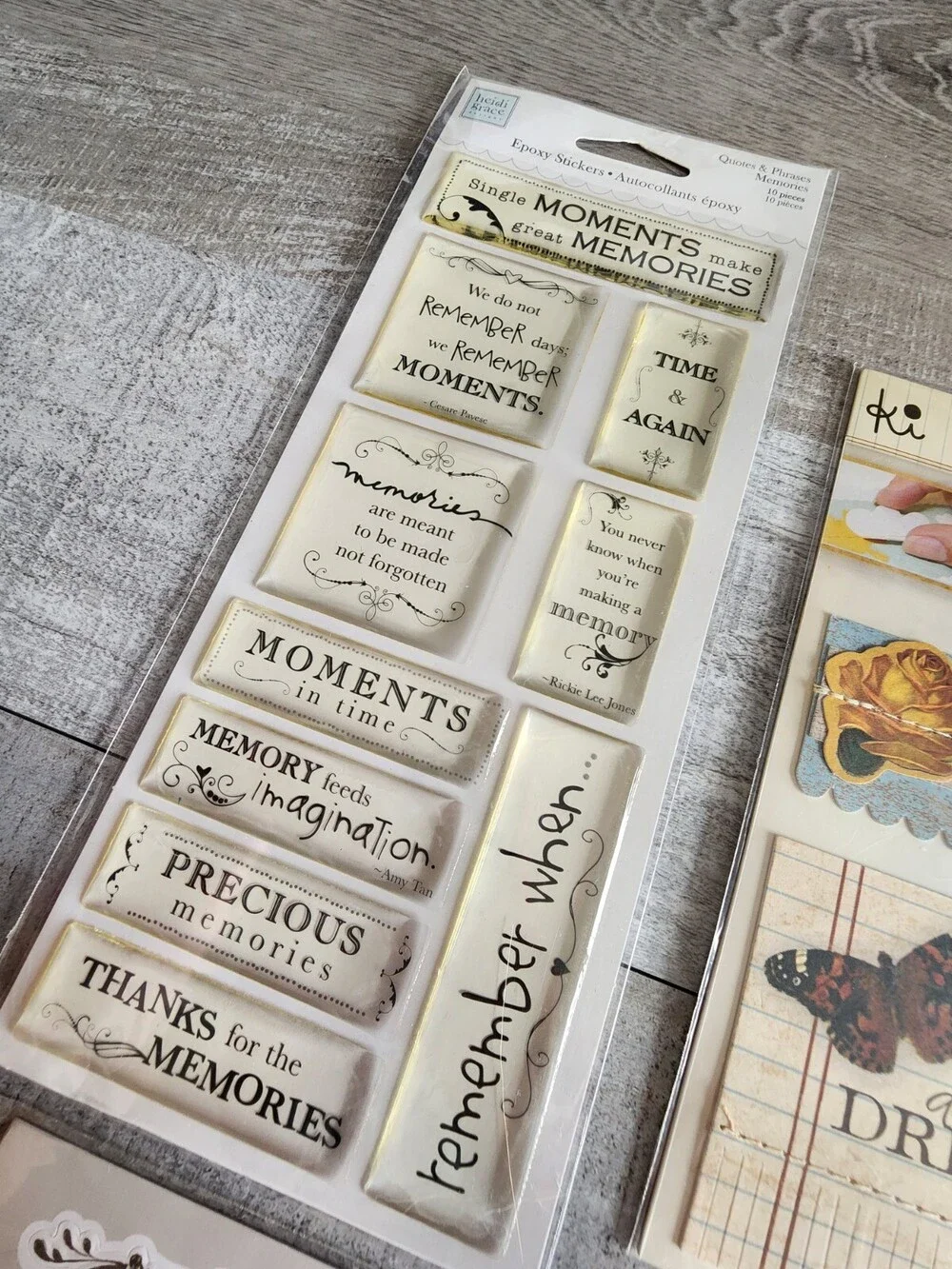 NEW Scrapbook Stickers 3D Butterflies Tags Journaling Emphora Words Retired #34